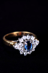  diamond and sapphire ring, jewelry 