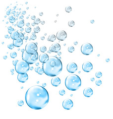 Blue soap bubbles - obrazy, fototapety, plakaty