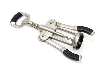 Metal corkscrew, isolated on white background