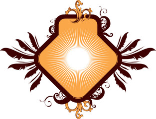 frame with wings and floral ornament