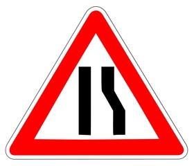 Panneau de Signalisation (Chaussee retrecie a droite - A3A)