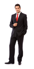 young confident businessman on white background