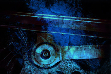 Abstract image of train wheel overlade with textures