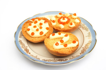 sandwiches with red caviar