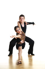 Young dancers isolated on white background