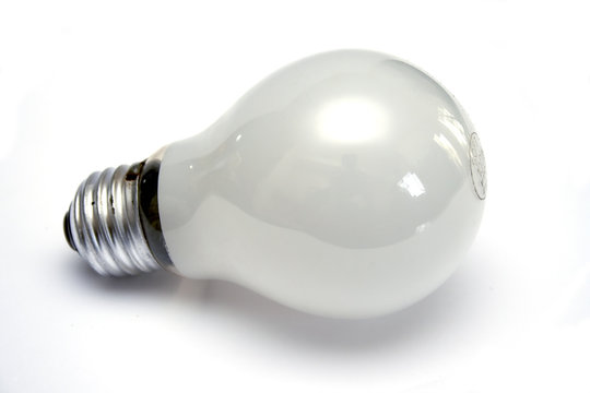 Mate white light bulb at white background
