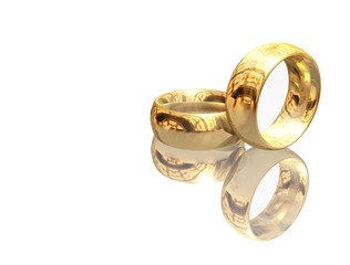 3D two wedding ring on a white background