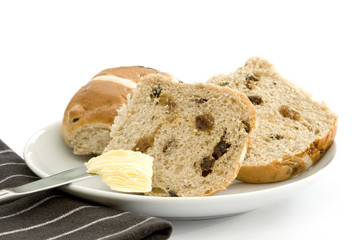 Sliced hot cross buns