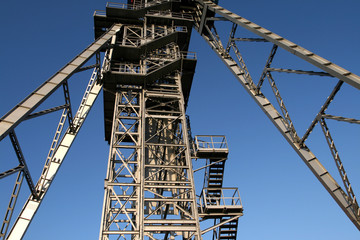 Fototapeta na wymiar Mine shaft tower in famous industrial mining region of Poland