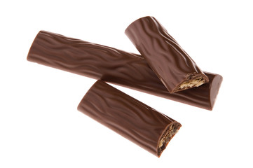 two cholocate bars isolated on the white background