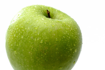 pomme verte et gouttes d'eau