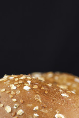 Close-up photo of roll bakery with cereal