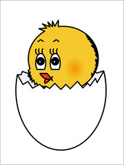 Osterküken, isoliert mit weißer Eierschale