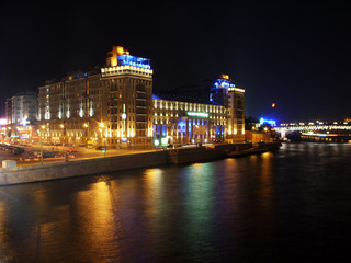 Quay Moscow river. A night scene