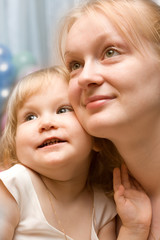 Mother and child together and happy