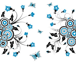 Flower background with butterfly, element for design, vector