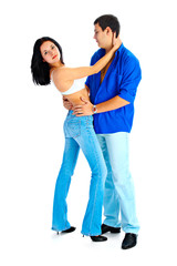 sexual pair of the young people on white background