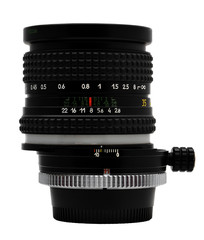 Black manual shift lens isolated on white background