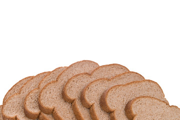 Bread slices over a white background