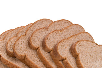 Bread slices over a white background