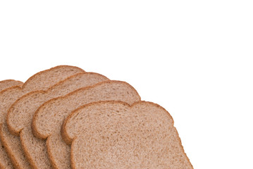 Bread slices over a white background