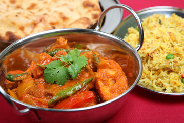 Chicken Jalfrezi with special pilau rice and naan