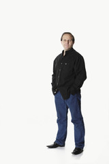 Fototapeta premium standing man in black wear