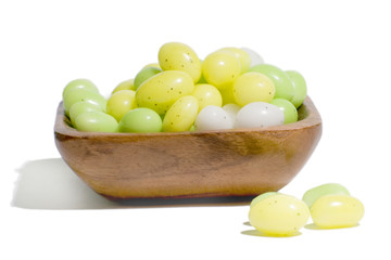 a lot of green, white and yello jelly beans