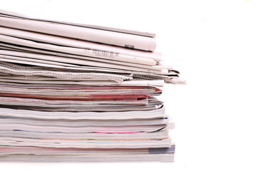 stack of newspapers isolated on white