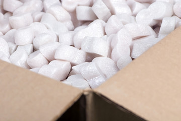 Fototapeta na wymiar A box full of foam packing ready to ship.