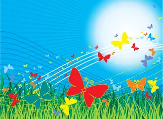 Foto op Plexiglas vlinder en zon © sanyal