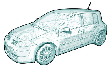Fototapeta premium Schematic Illustration of a Car