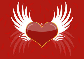 Background - red heart with white wings