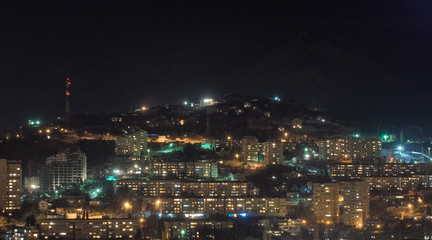 Yalta town at night, Ukraine, Crimea