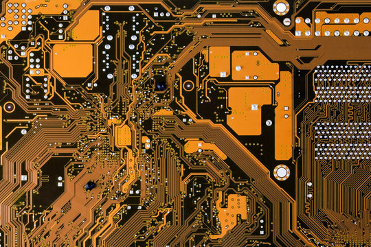 Close-up photo of circuit board in yellow and black