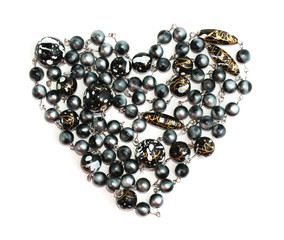 jewelry Valentine's Day  black beads heart isolated