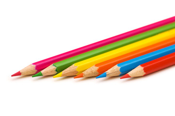 Fototapeta premium Various pencils isolated on the white background