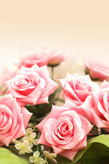 Obraz na płótnie Canvas Wedding and Valentine concept with many pink roses
