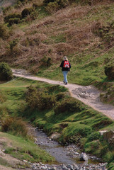 Naklejka premium A stream and a footpath uphill in the carding mill valley 