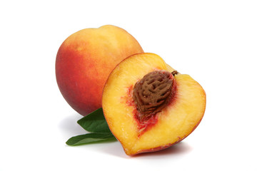 one and a half of peach on isolated background