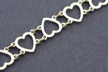 Fototapeta na wymiar silver heart bracelet