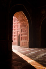 Light entering the Taj Mahal mosque through a doorway