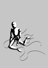Fototapeta premium Vector illustration of a lonely puppet on gray background