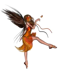 Photo sur Plexiglas Fées et elfes Fée Papillon - Orange