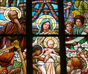 Stained-glass window in church