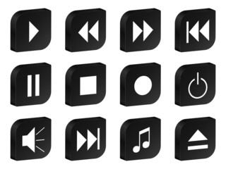 audio video 3d icon black