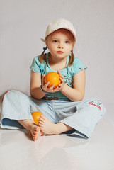 The girl with an orange