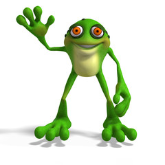 Cartoon Frog with funny Face.contains Clipping Path