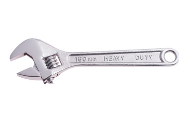 stainless steel adjustable wrench isolated on white