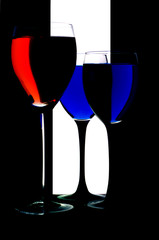 silhouette a glass on a black isolated background